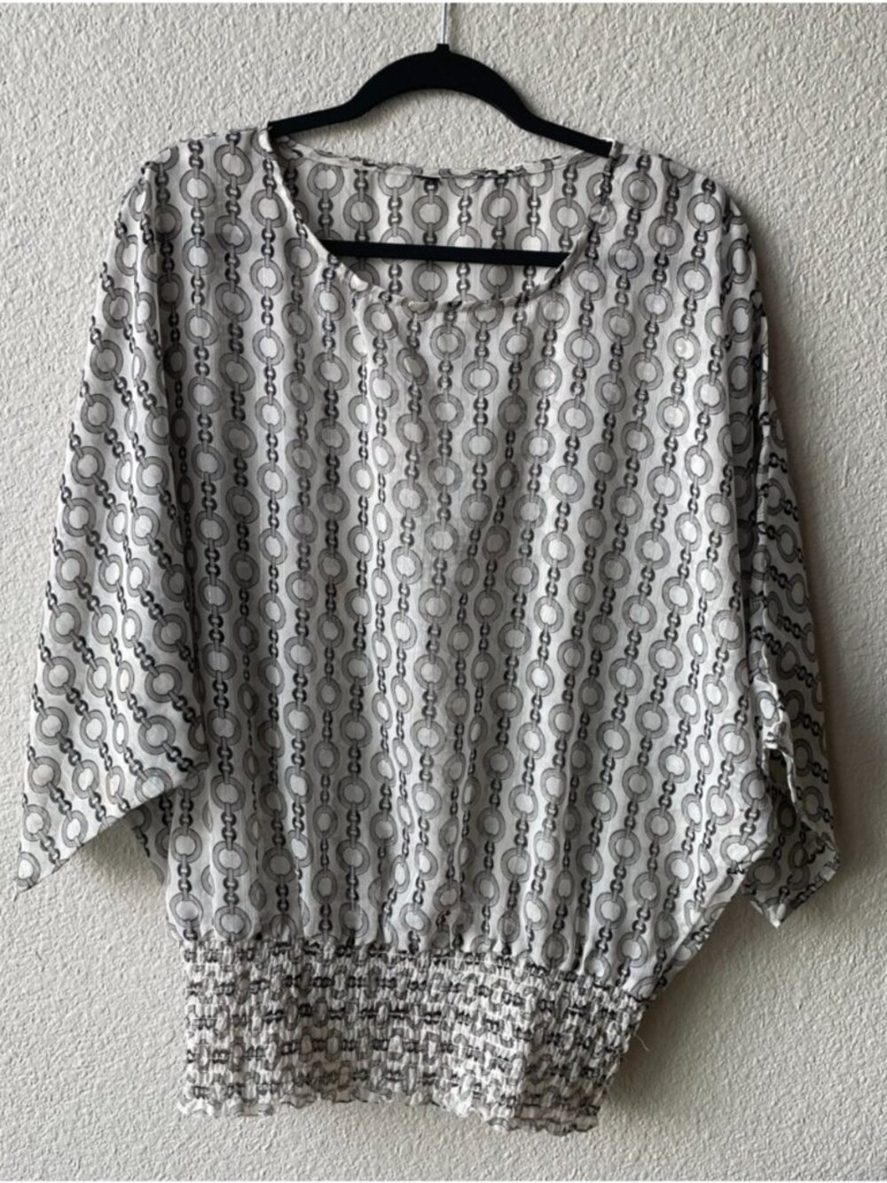Women's Blouse Plus Size 1X Black White Top Lace Bottom Pre-owned Good Condition